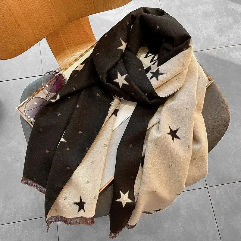 2025 Autumn New Punk Gothic Unisex Y2k Neckerchief  Streetwear Women Tassels Grunge Scarf Hip Hop Harajuku Star Printing Scarves