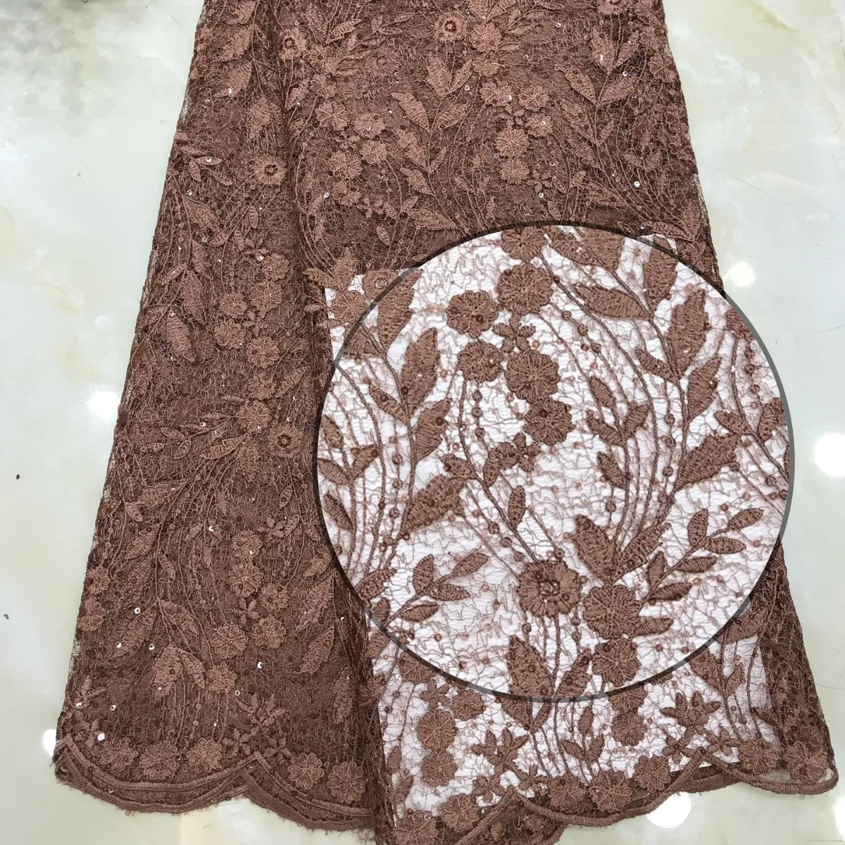 Floral Sequin Bead Embroidery Tulle Lace Fabric, Glitter Mesh Cloth Wedding Dress Stage Costume Sewing Material