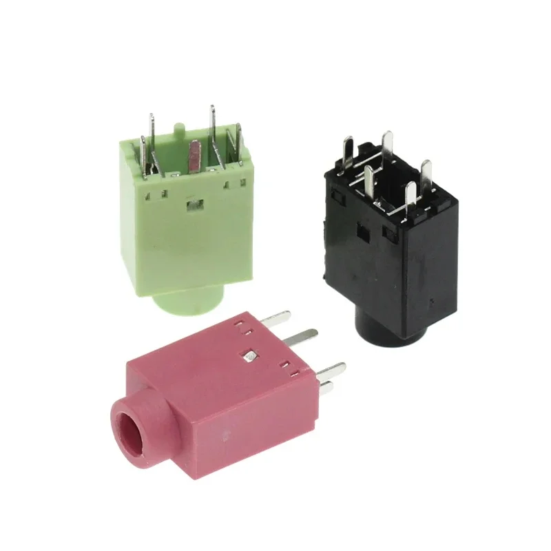 PJ-358 3.5mm Headphone Jack Socket, 5-Pin Vertical Mount 180° Audio Interface with Straight Plug for PC Motherboard/Mainboard