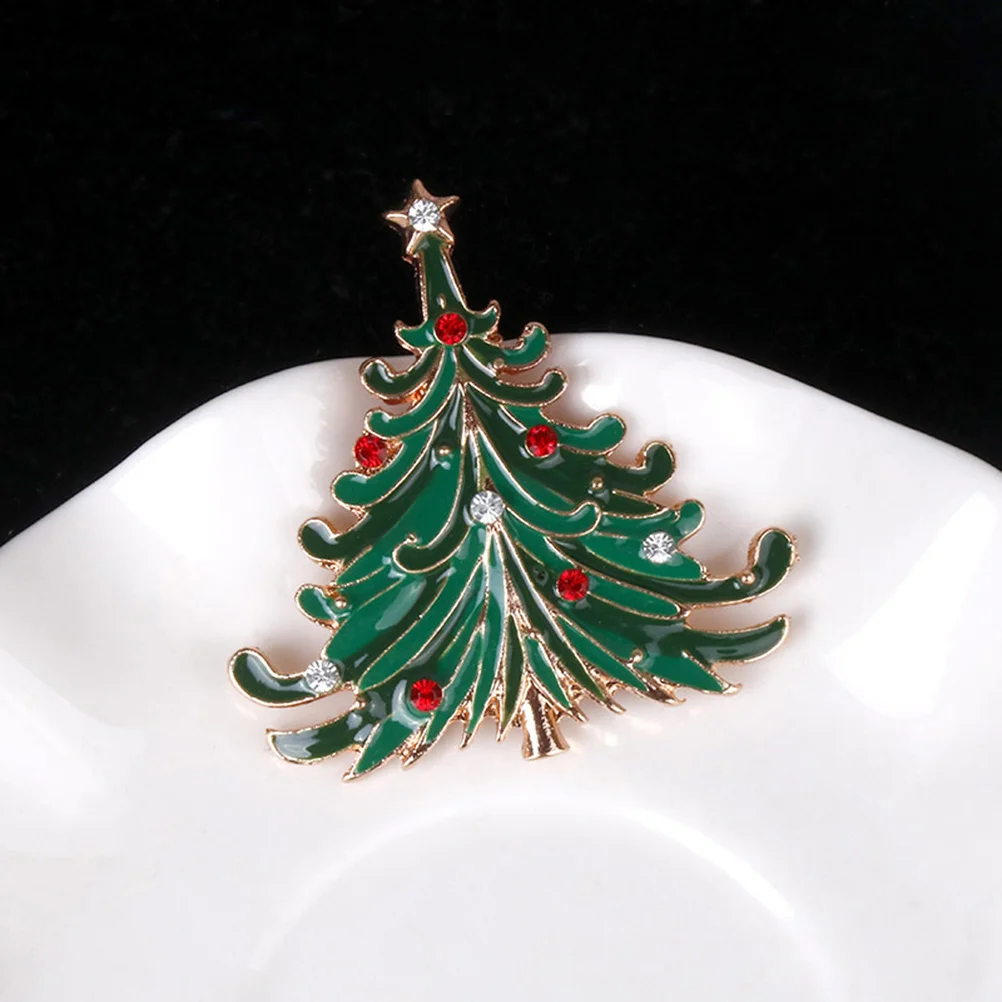 

2pcs Christmas Tree Brooch Rhinestone Alloy Pin For Xmas Wedding Party Gift Shiny Vintage Style Dress Accessory