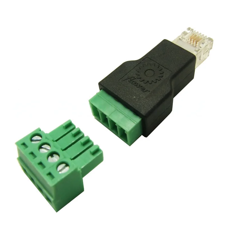 RJ11 Ethernet Connector 6P4C Male to 4 Pin Screw Terminal Converter for Phone Receiver Extend Cable Adapter