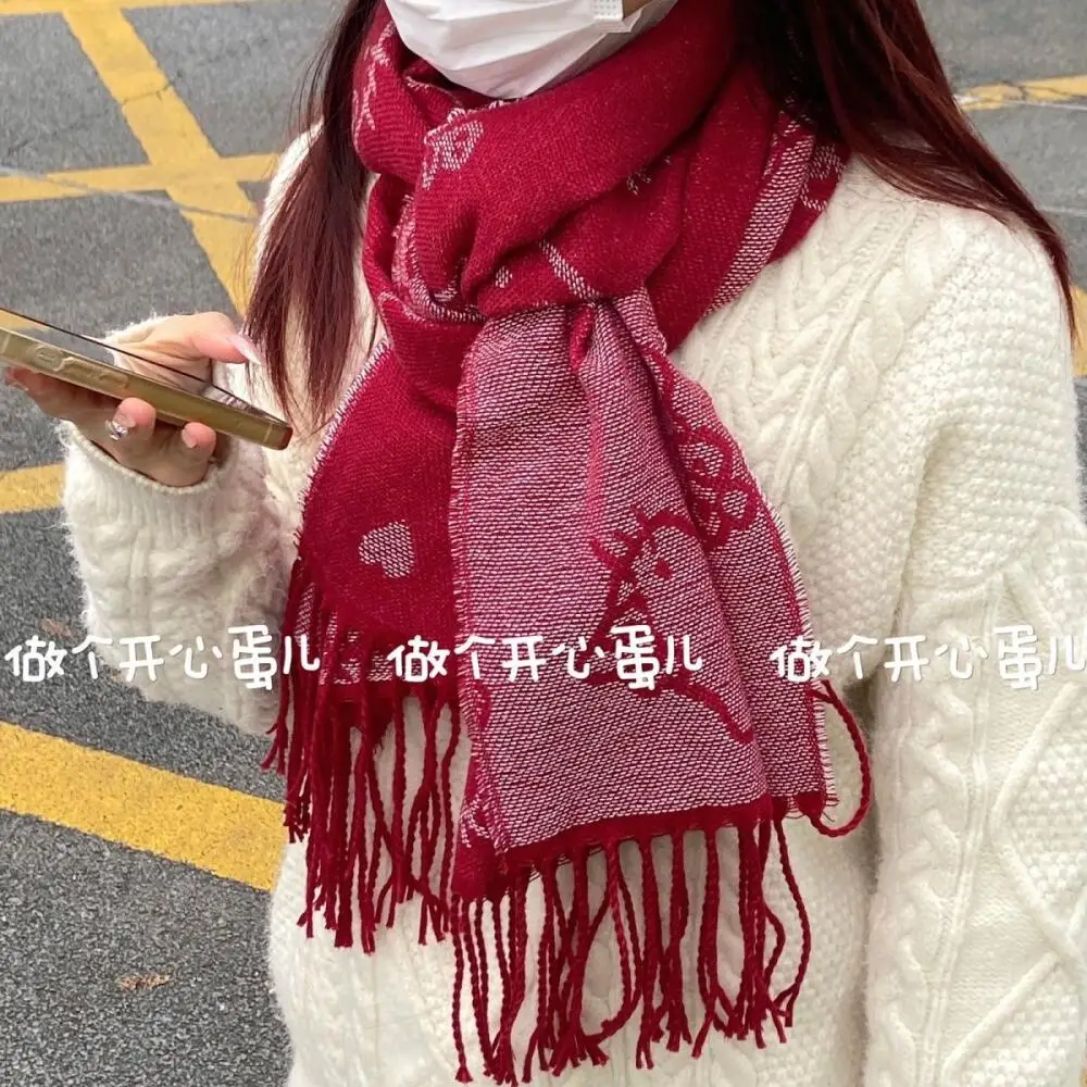 ผ้าพันคอซานริโอ้ เฮลโล คิตตี้ ผ้าพันคอขนนุ่มสองด้าน ลายการ์ตูนน่ารัก อุ่นหนา เหมาะสำหรับฤดูหนาว น่ารัก หวาน น่ารักสไตล์นักเรียนหญิง ของขวัญเทศกาล