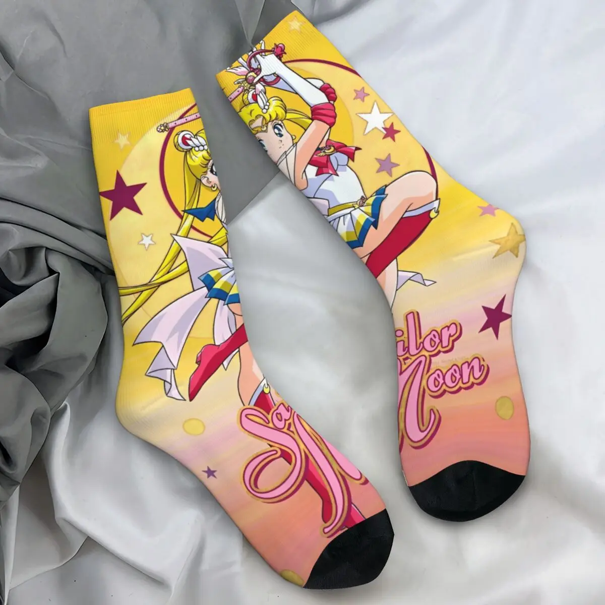 Chaussettes de skateboard imprimées coordonnantes pour hommes, bas fantaisie, S-Sailor, Moons Moon, confortables, automne