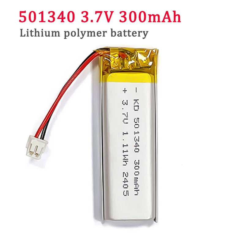 

3.7V Lithium Battery 501340 300mAh Rechargeable Polymer Batteries for TWS Bluetooth Headset Beauty Instrument Electric Toys