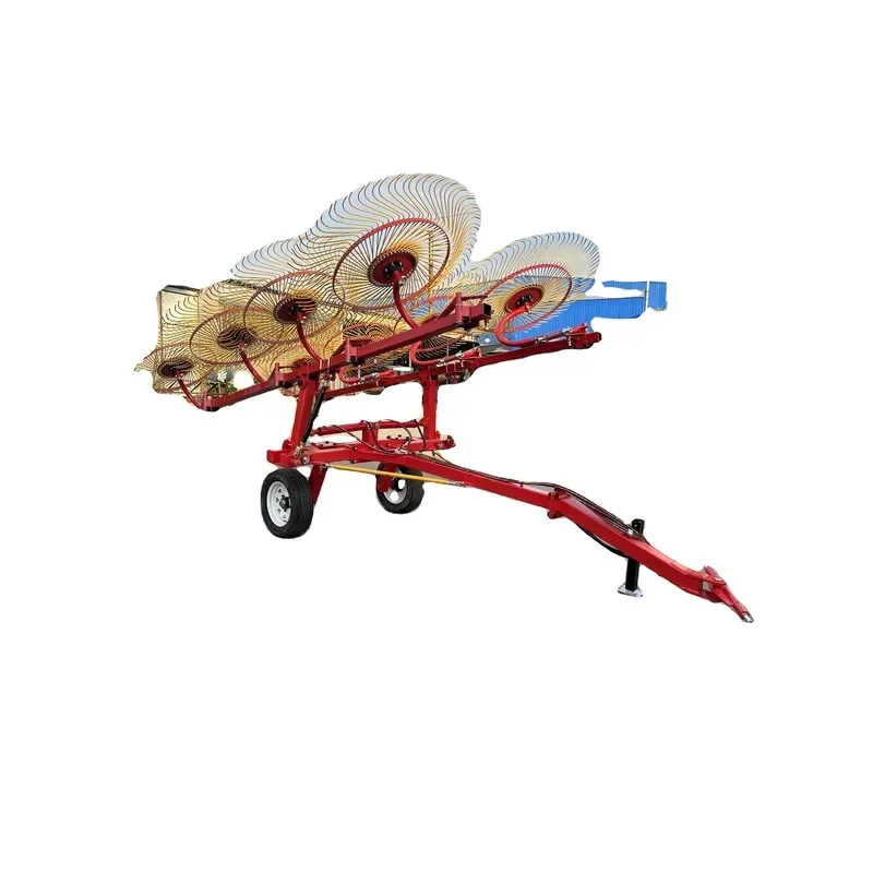 High Quality Small Hay Forage Rake Hydraulic Tractor Driven Finger Wheel Forage Machinery