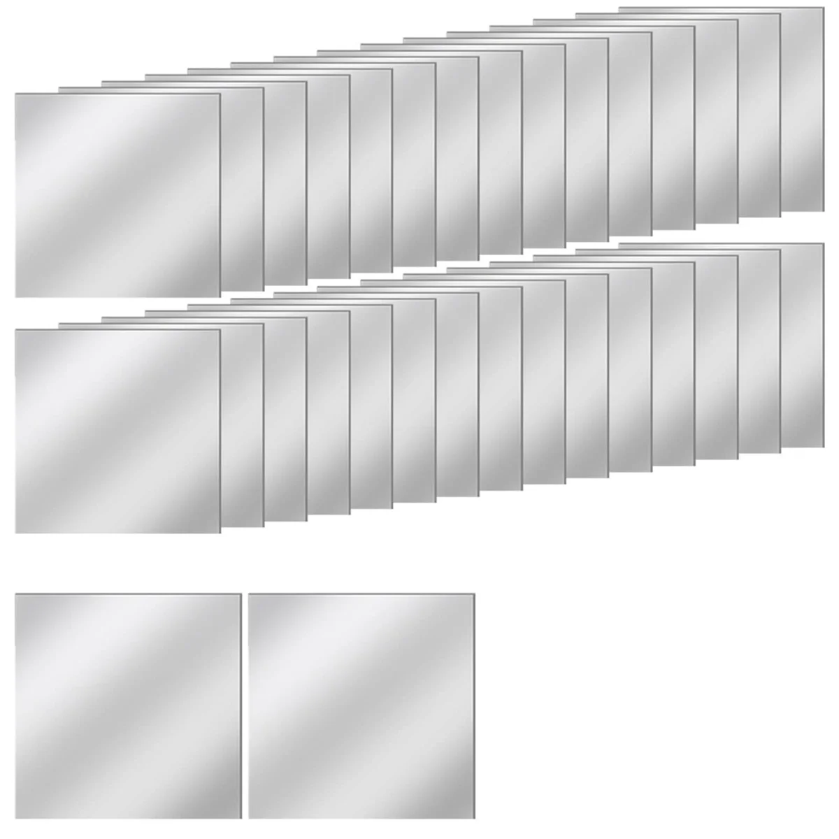 30 peças mini telhas de espelho acrílico autoadesivas, telhas minúsculas quadradas de alta definição de 4 polegadas para artesanato 10x10cm