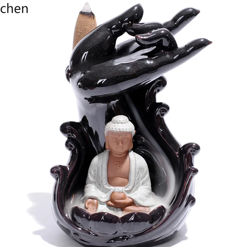 Cz1 indoor buddha's hand guanyin sandalwood ornaments ceramic agarwood incense burner handmade ceramic