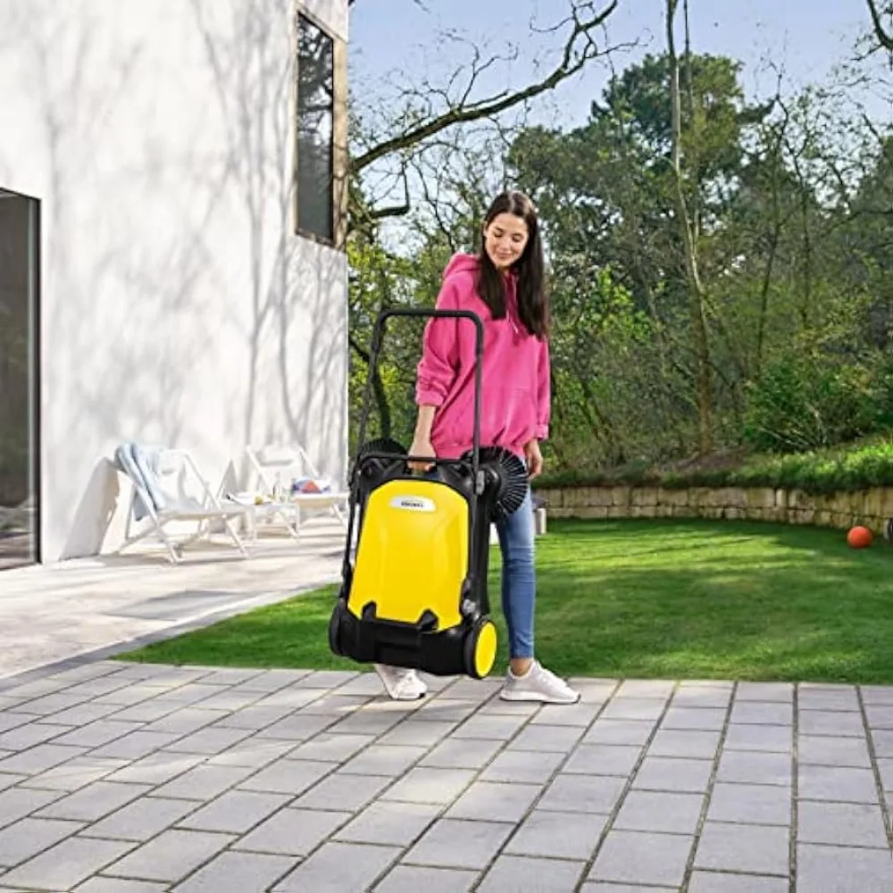 Twin Walk-Behind Outdoor Hand Push Sweeper-5,25 Gallonen Kapazität-26.8 "Sweep ing Breite-Sweeps bis zu 26.000 ft²/Stunde