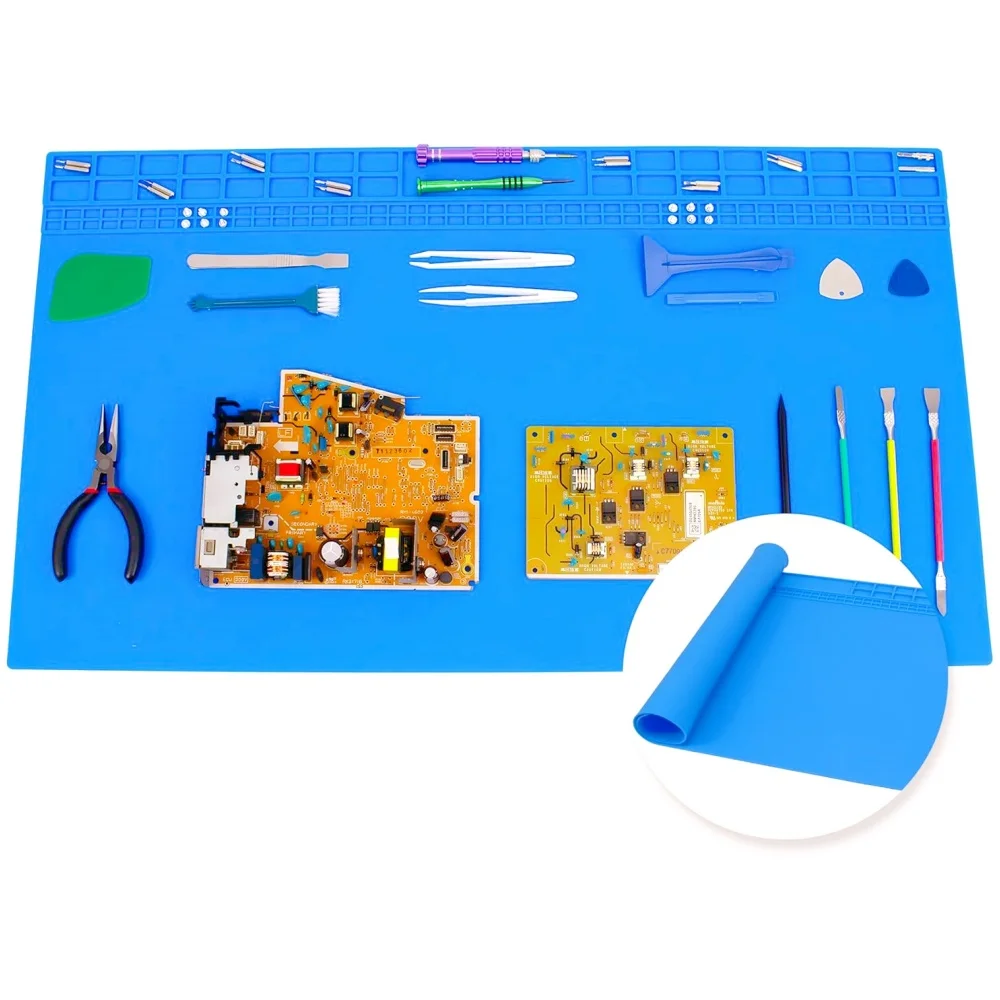 Heat-Resistant Silicone Soldering Pad - Non-Slip Repair Mat for Watch, Electronics, PCB, Soldering Station Workbench Tool
