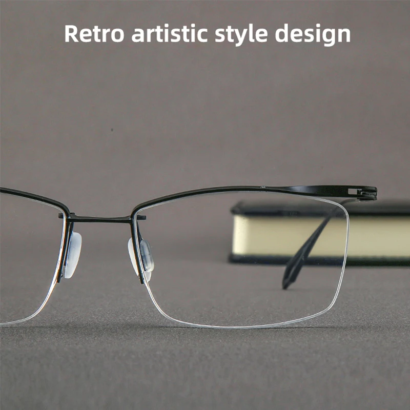 Réplique de lunettes en titane pur pour hommes, série ACT japonaise, grand visage, monture carrée ultralégère, demi-jante, pour occasions formelles