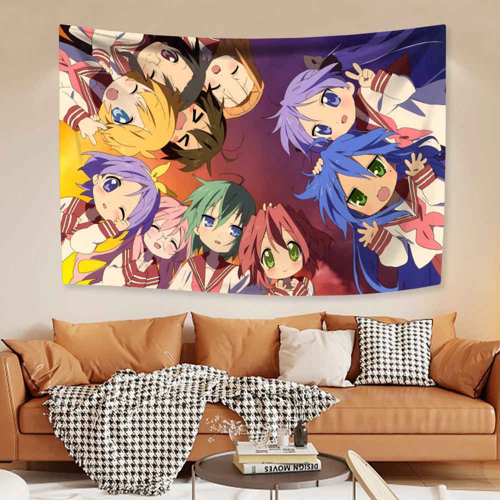 VIKAMA لطيف أنيمي الجدار الشنق "لاكي ستار" إيزومي كونامي اليابانية ديكور المنزل قماش مزخرف جداري غرفة نوم خلفية هدية الديكور #3