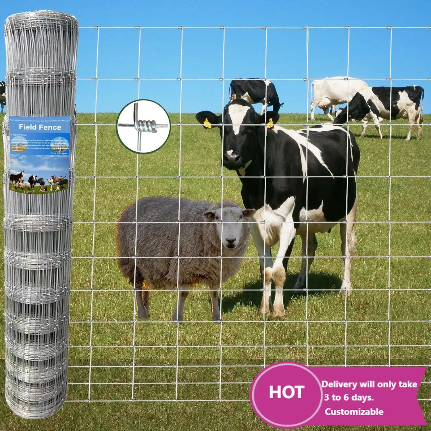 Galvanized field fence panel