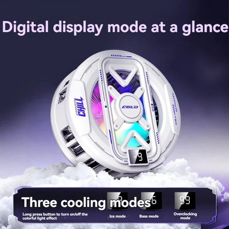 K51 AI Mobile Cooler Magnetic Back-clip Ice Cooling Radiator Digital Display RGB Light Gaming Cooler Temperature Control