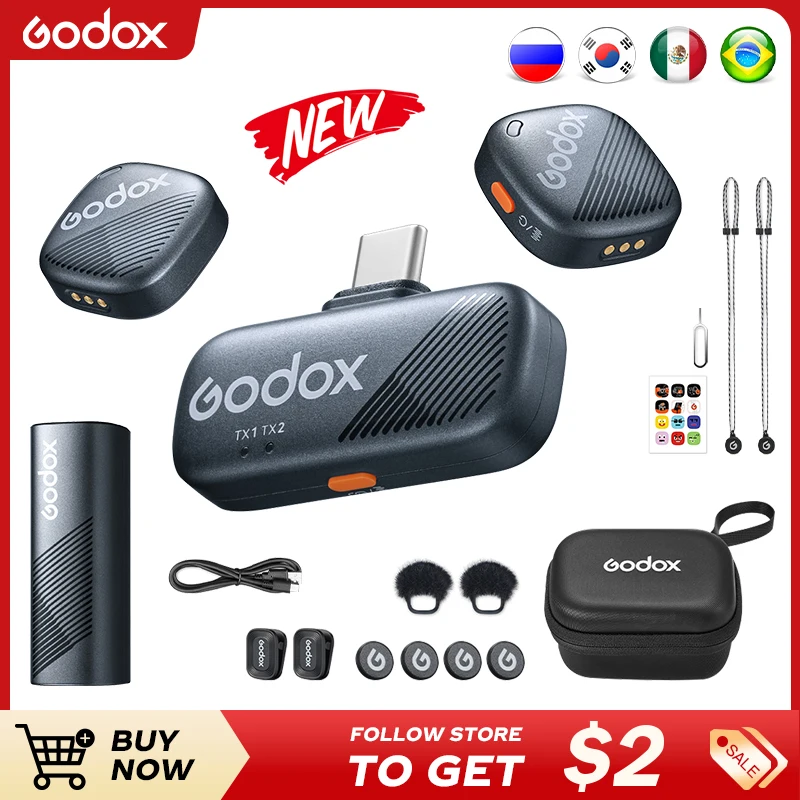 

GODOX Cube-SC/SL Wireless Mini Microphone 2.4GHz All-New TIme Capsule Design 300M Stable Transmission for Interview Vloging Live