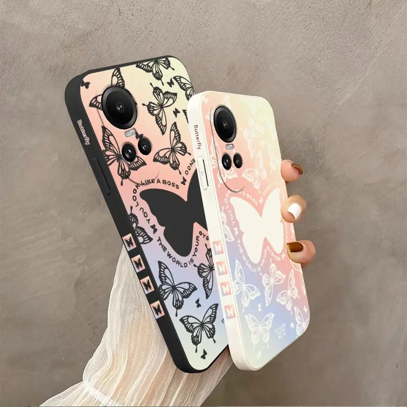 Reno 10 Butterfly Dazzle Silicone Phone Case For OPPO Reno 10 5Pro 8Pro 10Pro 10ProPlus 7Lite 6 6Lite 4 5 7 5T 8F 4Z 6Z 7Z Cover