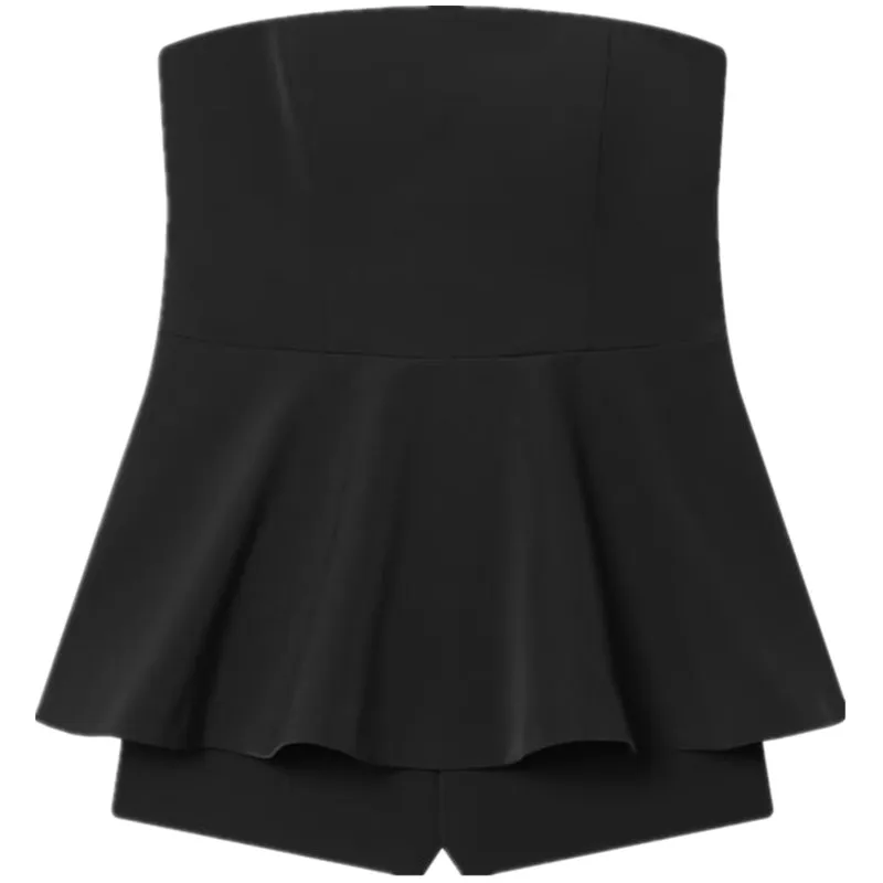 Primavera 2026 Falda con sentido de diseño para mujer Sle orts de una pieza con tirantes de cintura alta para ir al trabajo tubo recto longitud ort