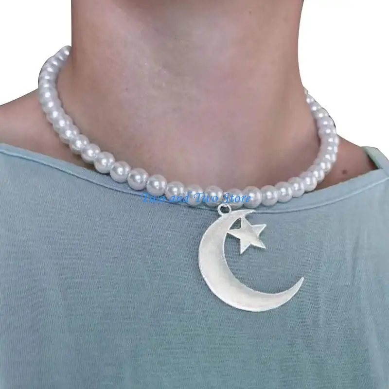 HX6F قلادة من اللؤلؤ الاصطناعي قلادة أنيقة من اللؤلؤ مرتبطة باللؤلؤ المقلد
