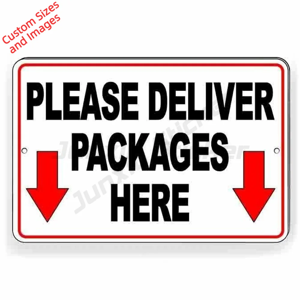 Please Deliver Packages Here Arrows Down Waterproof With UV Protection Vinyl Decal For Entrance Entry Instructions Sticker