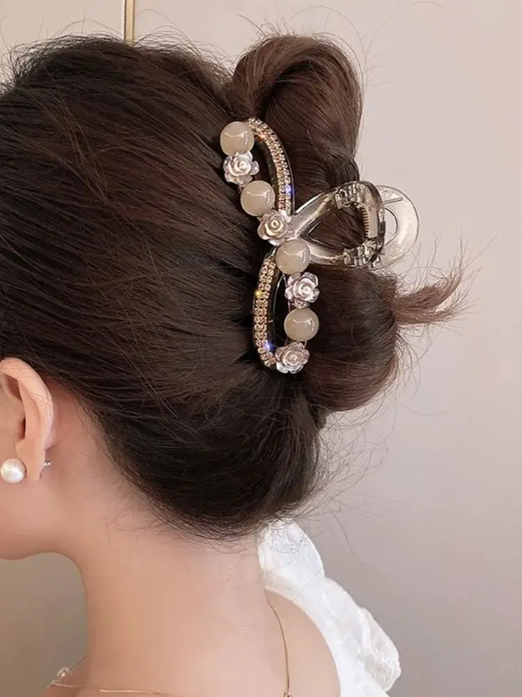 Pinces à cheveux Vintage noires en perles pour femmes et filles, ornement de cheveux de tempérament, pinces à cheveux simples, épingle à cheveux, accessoires de mode, cadeau