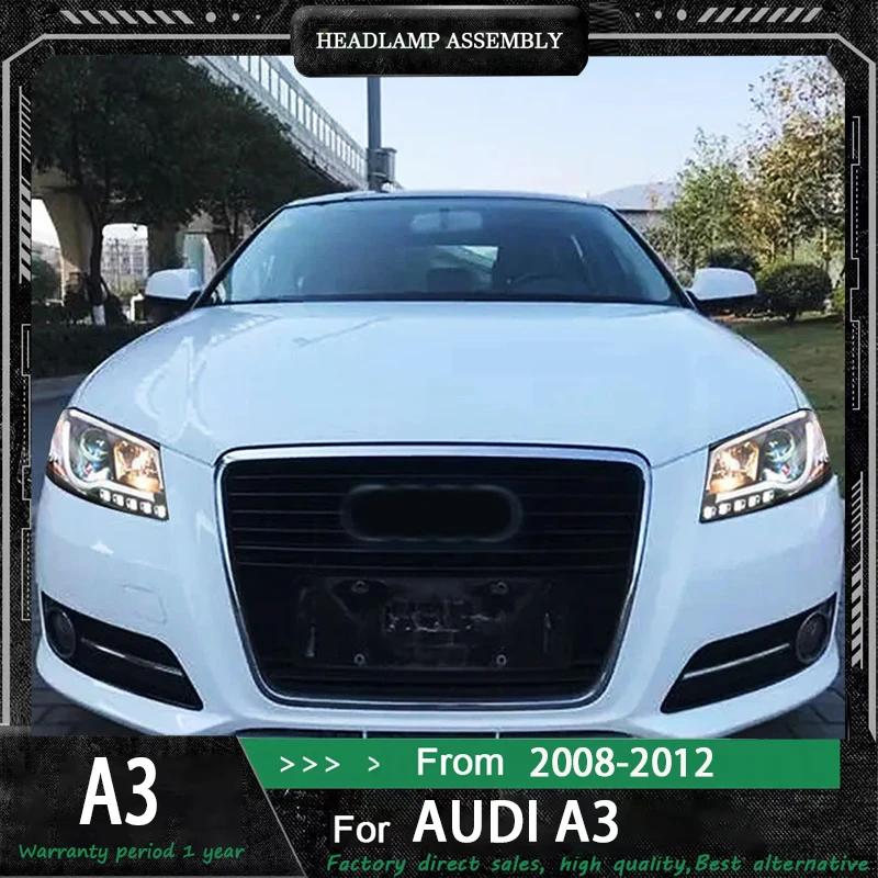 

Автомобильные фары для Audi A3 светодиодные фары 2008 2009 2010 2011 2012 A3 фары Drl проектор объектив автомобильные аксессуары