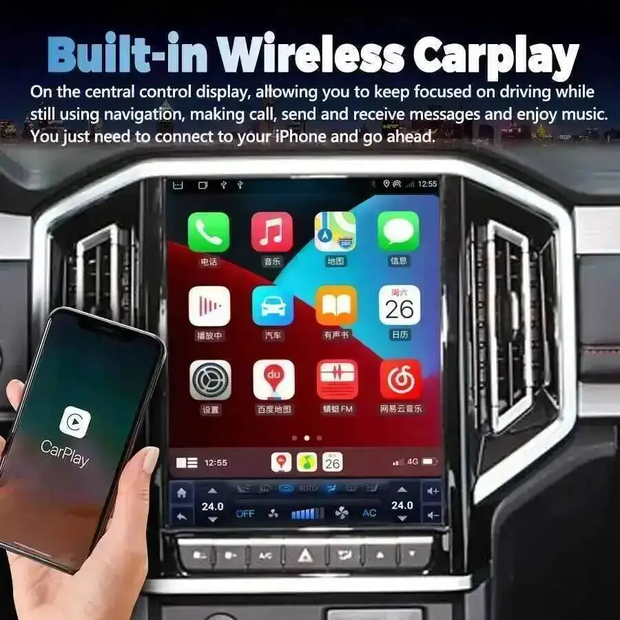 10.4inch Car Radio Android15 For JAC T9 PHEV‌ Hunter 2024 GPS Navi Carplay Multimedia Video Player Head Unit Multiple Languages