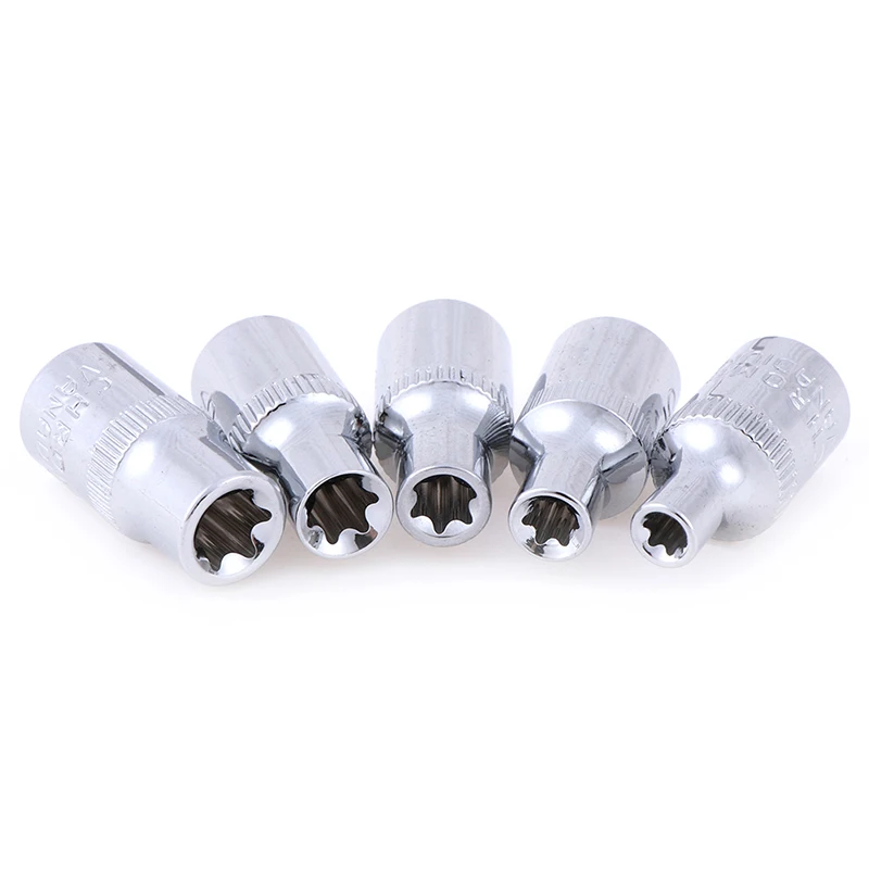 1/5PCS High Quality E-Socket Sockets 1/4 Inch(6.3mm) Torx Star Bit Female E-Socket Set Socket Nuts Set E4,E5, E6,E7, E8