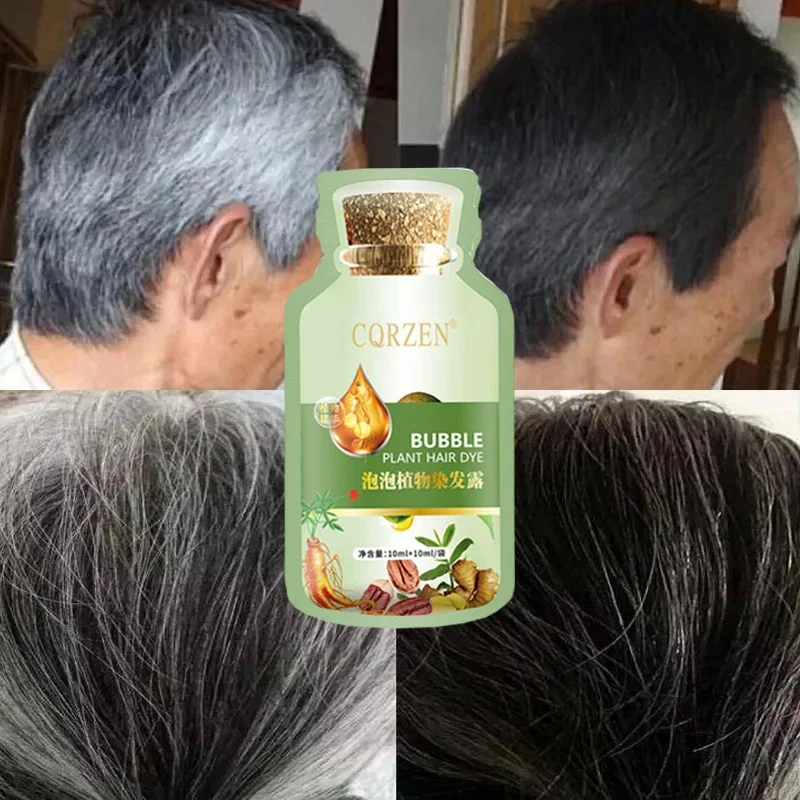 Natural Plant Herbal Hair Dye Shampoo, 5 minutos mudam a cor do cabelo, não irritante, cinza e branco, cuidados com os cabelos, mulheres e homens, moda