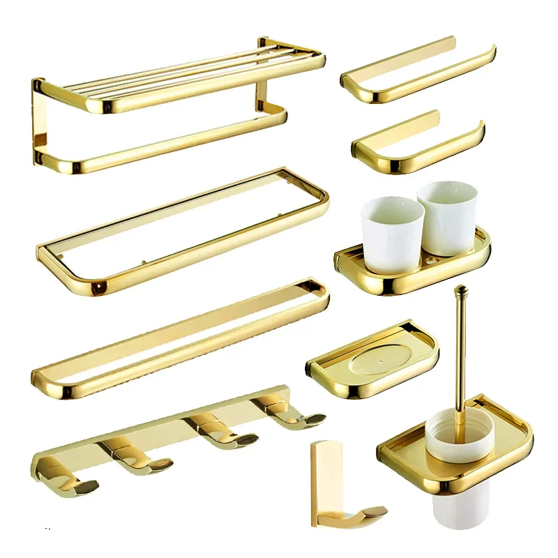 China Hotel Gold Luxury Bath Toilet Hardware Accessories Fitting Bathroom Set