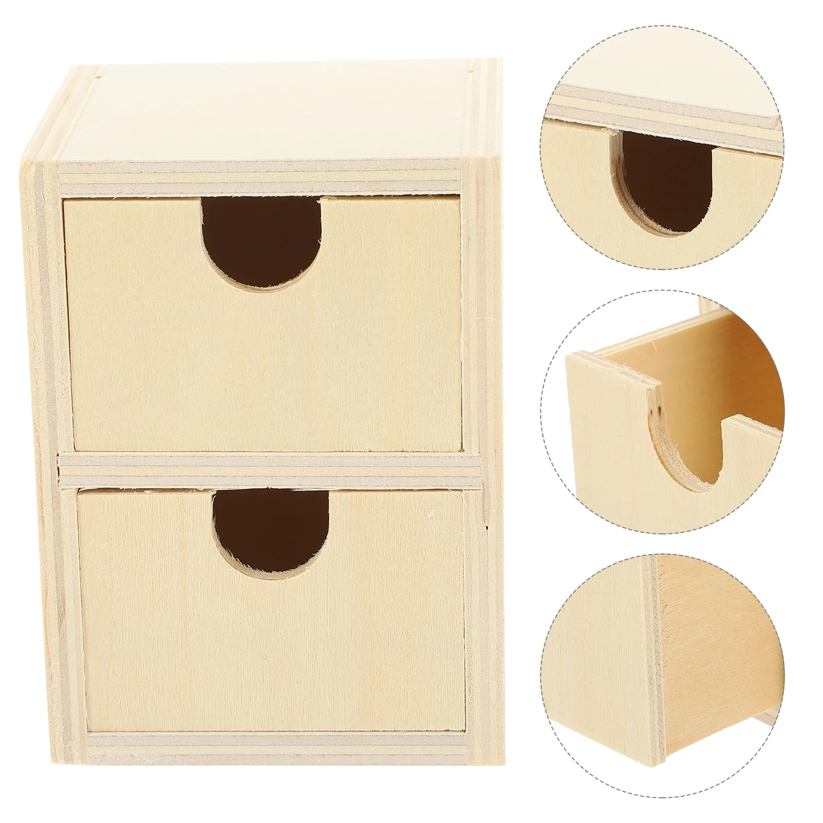 2 Pcs Small Drawer Blank Favors Embellishments Product Unpainted Paintable Wood for Kids Puzzle