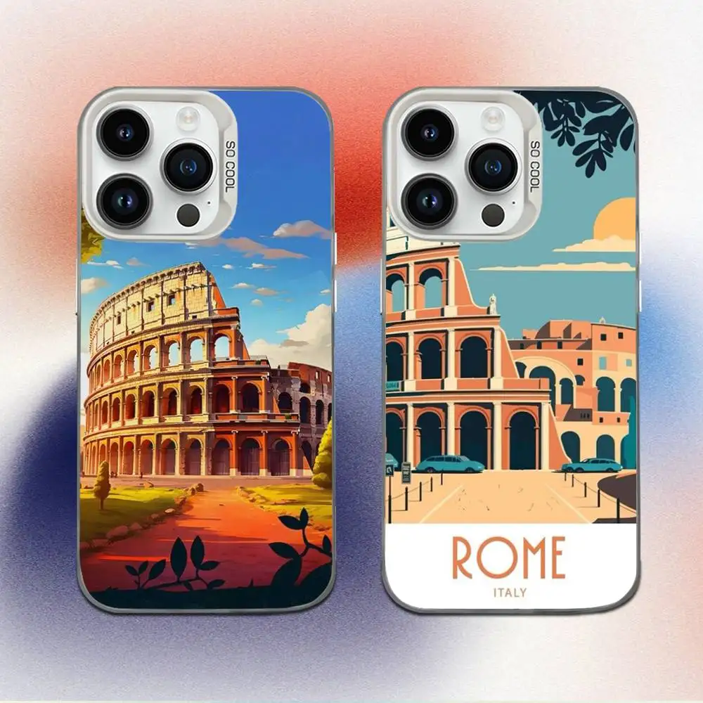 

Italy Rome City Travel Phone Case For iPhone 16,15,14,13,12,11,Mini,Pro,E,MAX White Candy Matte Shockproof Cover