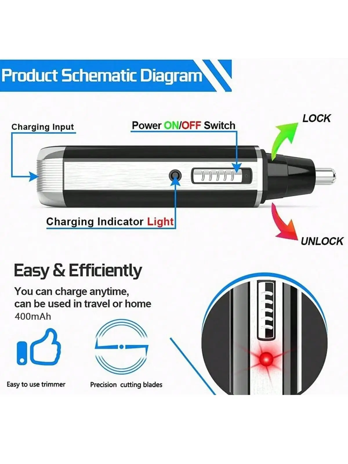 2026 Electric4 في 1 آلة إزالة الشعر المقاومة للماء إزالة شعر الأنف بيكيني الحاجب اللحية المقص التهيأ أدوات للعناية الشخصية قابلة للشحن #5