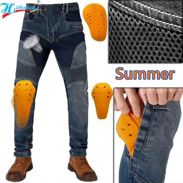 Pantalones vaqueros de ventilacion de verano para hombres pantalones de ocio para motocicleta todoterreno exteriores pantalones de ciclismo con equipo de proteccion AliExpress