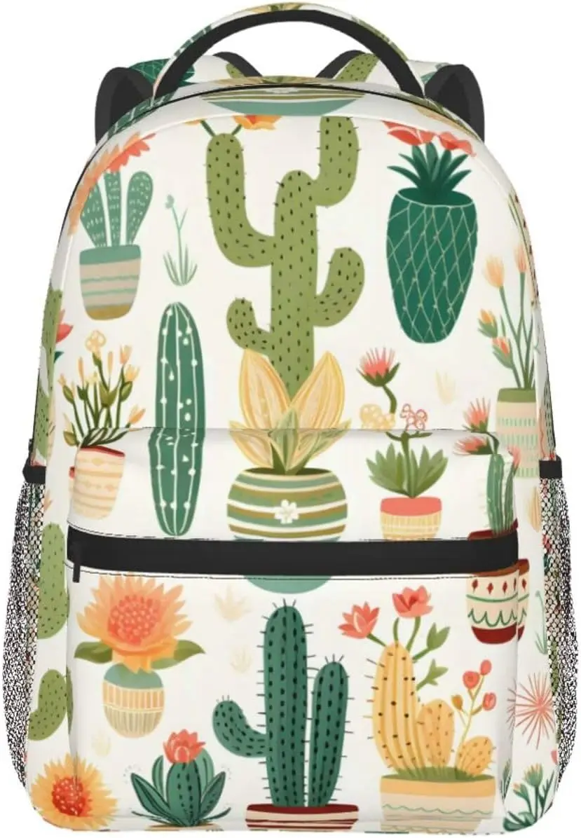 노트북 가방 학교로 귀여운 만화 선인장 경량 노트북 배낭 경량 다목적 여행 캐주얼 데이 팟 남여