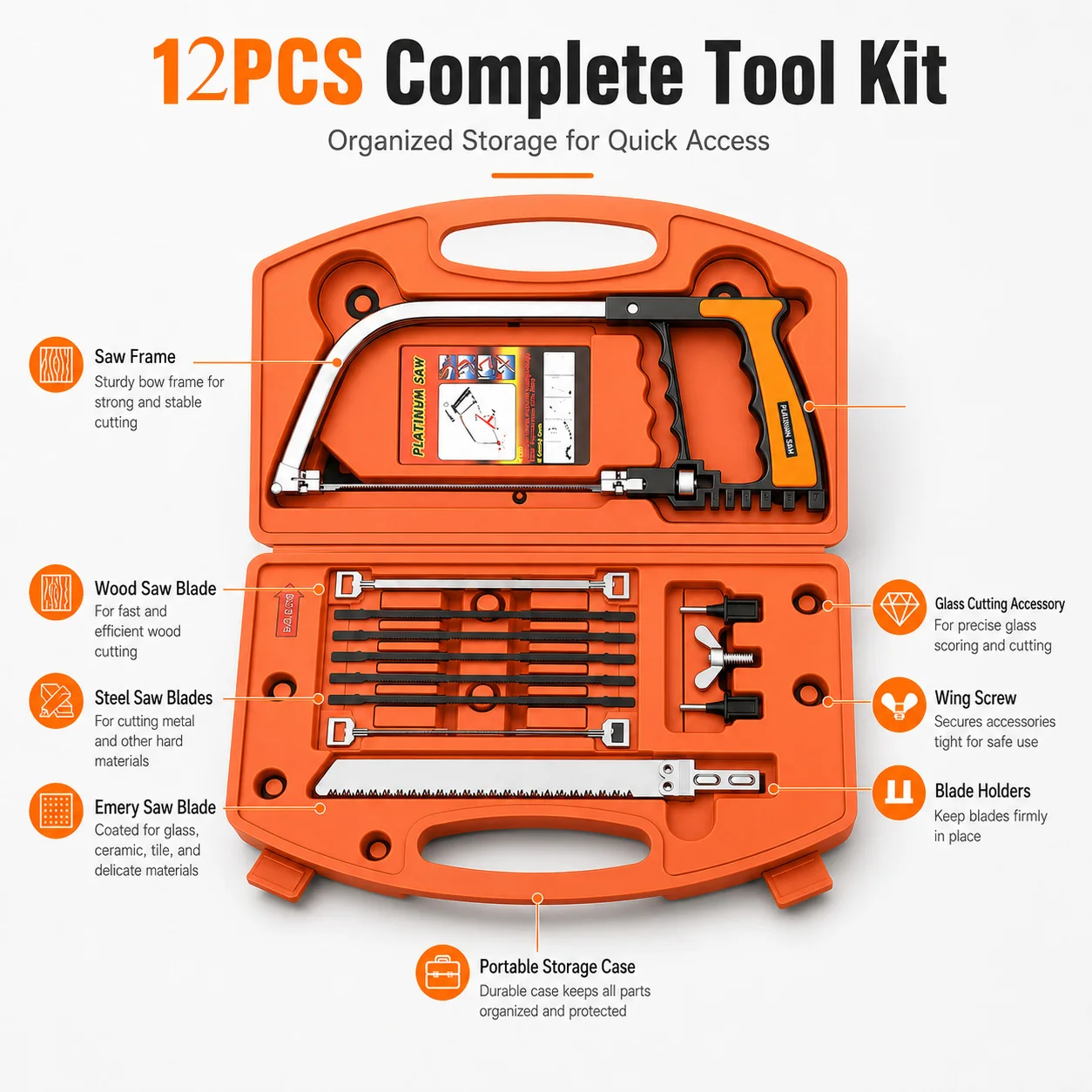 TOKTOS 12PCS Jewelry Hand Saw Kit Professional Cutting Tool Set for Jewelry Making Metal Wood Glass Plastic