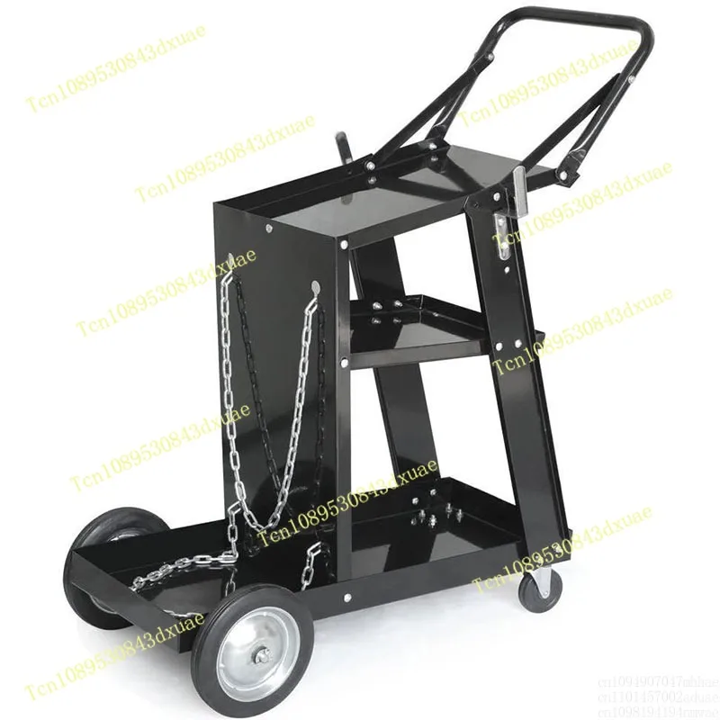 4-Wheel Welding Machine Tool Trolley with Handle, Flat Hardware Storage Cart