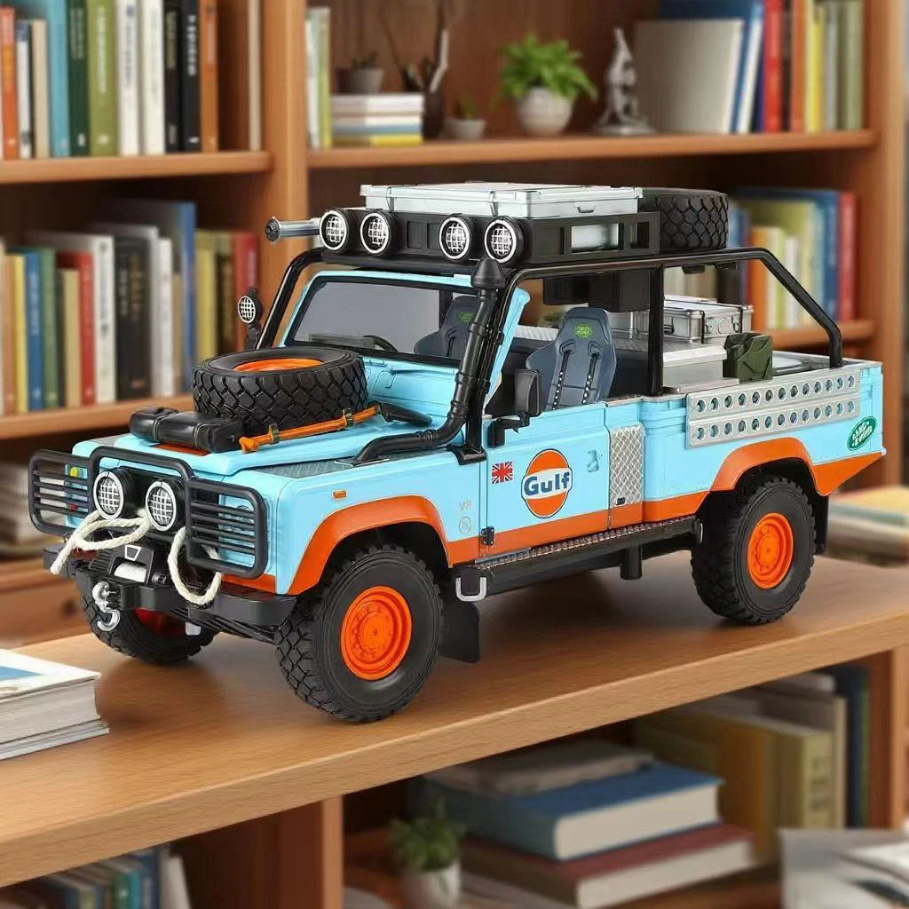 

1:24 Land Rover Defender 110 alloy off-road vehicle model doors and the front hood and trunk door can be opened rich in details