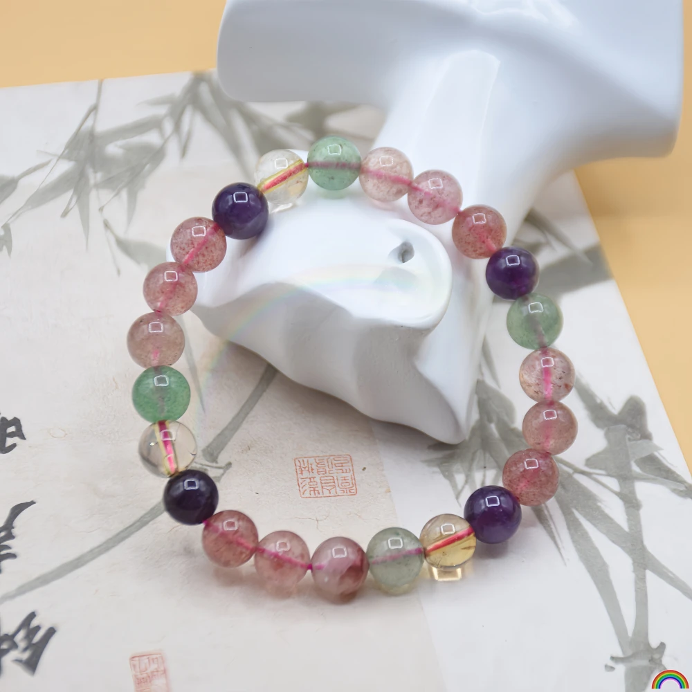 Natural colored strawberry crystal multi treasure bracelet, simple and high-end versatile bracelet  designed by Rwbuy brand