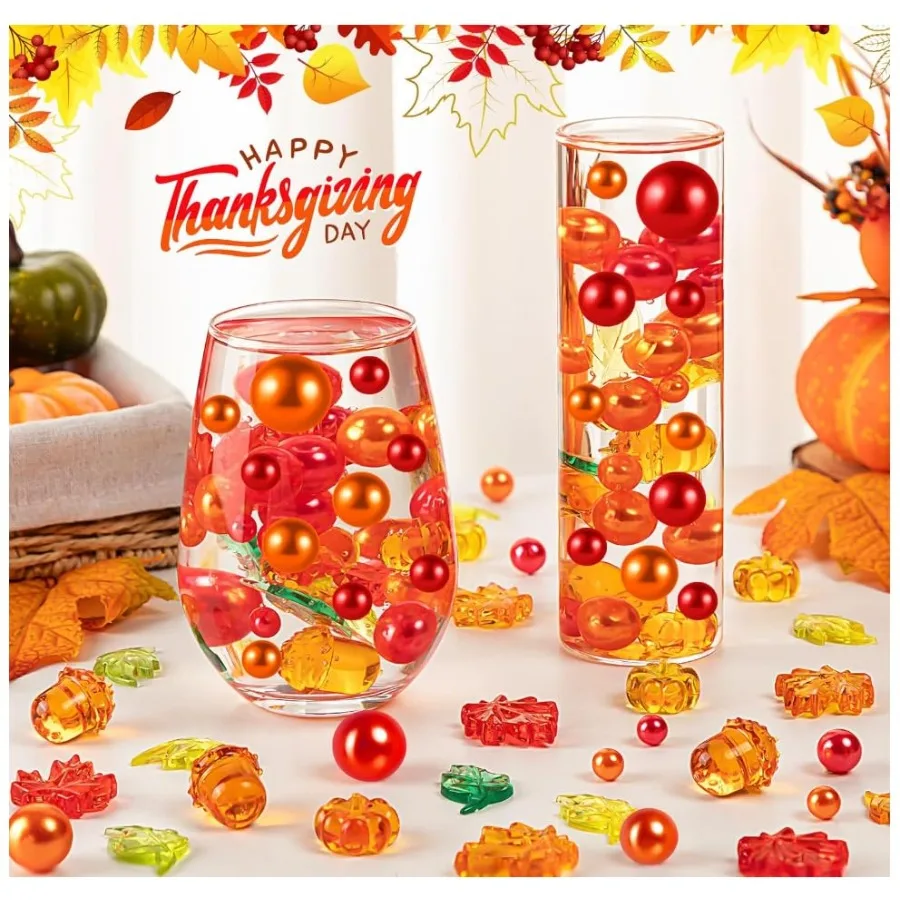 

120Pcs Fall Vase Filler Thanksgiving Faux Pearls for Vase Filler for Vases for Thanksgiving Halloween Fall Table Centerpieces