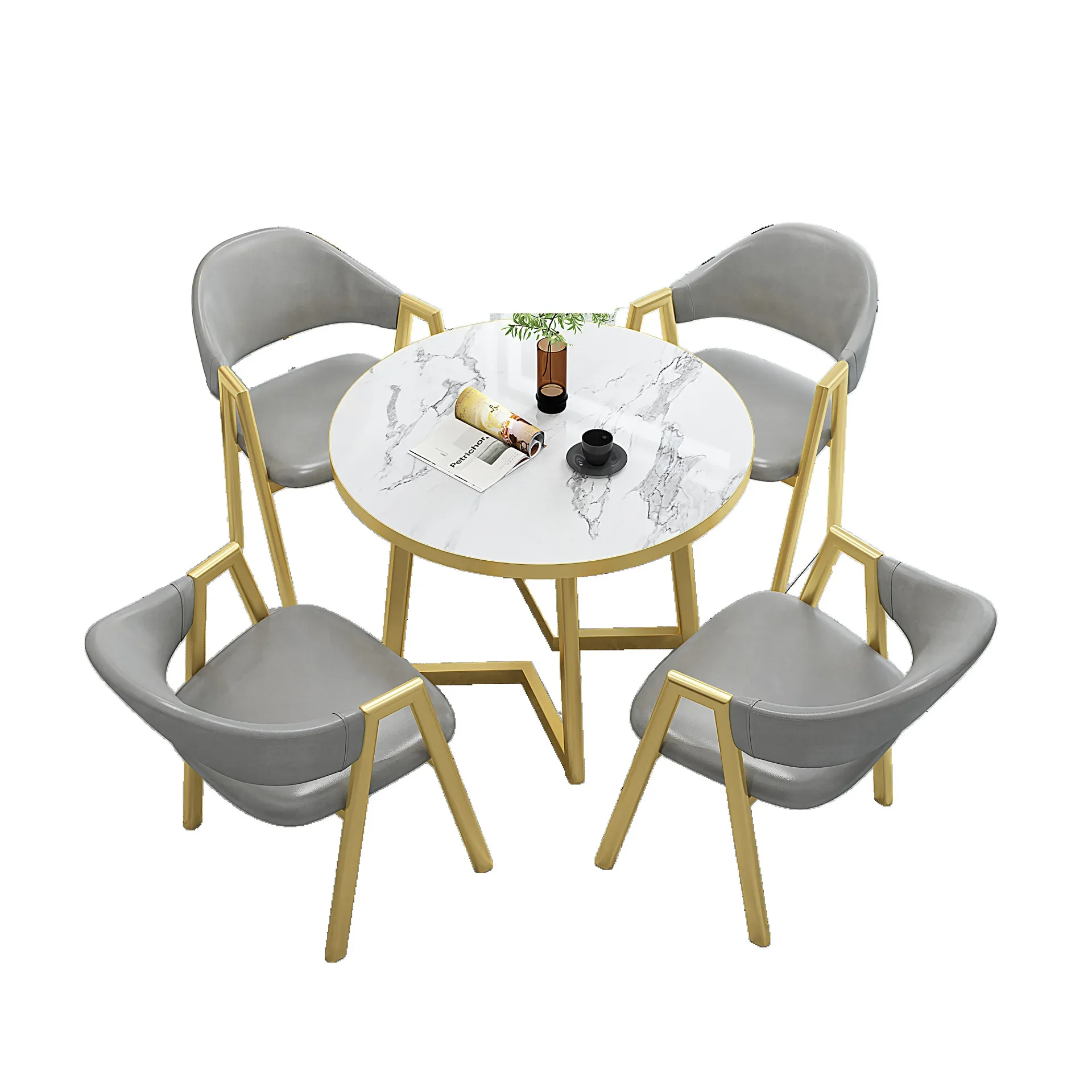 Light luxury small round table negotiation table and chair combination simple and fresh milk tea shop coffee shop