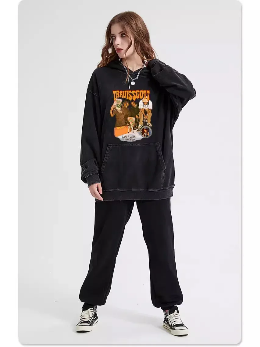 

Fashion print hoodie men's and women's fashion brand hip hop cotton high quality vintage wash to make old jacket