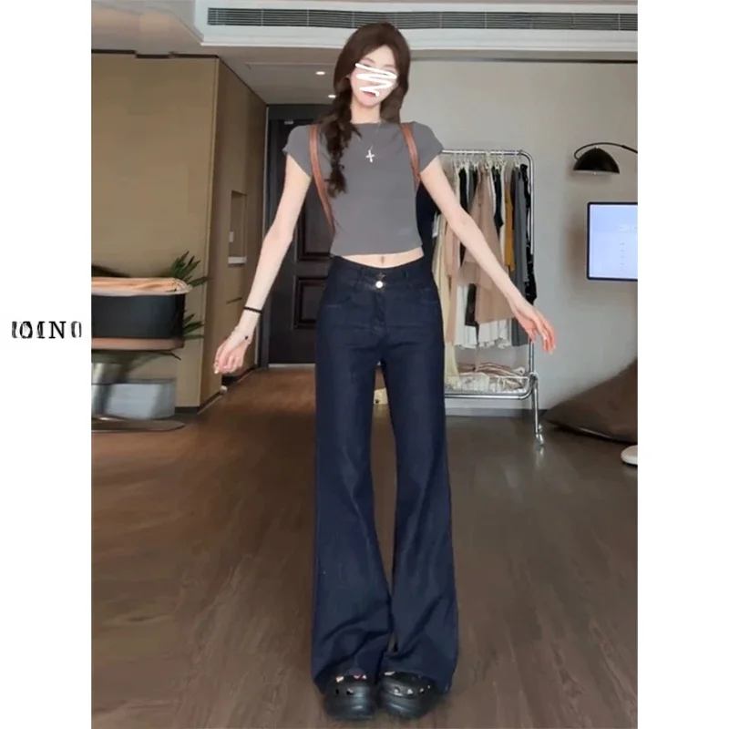 

Off High Waist Thin Denim Jeans Women's Summer 2025 Micro Flare Silk Jeans Elastic Waisand Ladies' Premium Denim