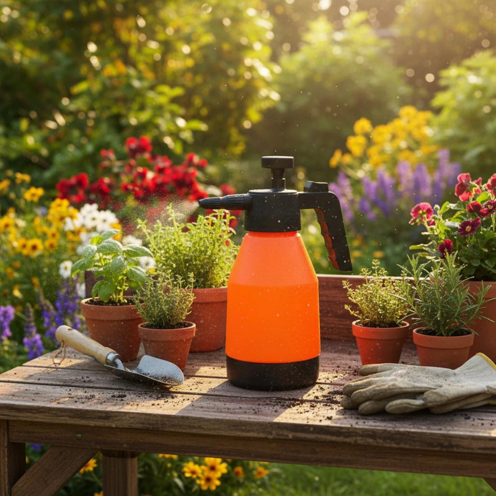 Pressurized Spray Bottle Trigger Nozzle Pump Sprayer Plant Spray Bottle Pressure-Release Lever Handheld Garden Sprayer