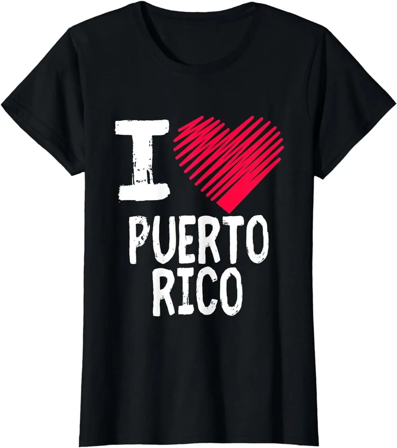 I Love Puerto Rico Women's Crew Neck Casual Short Sleeve Vintage Summer Graphic T-Shirt