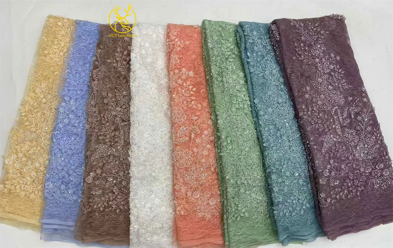 Französischer Mesh-Perlen-bestickter Spitzenstoff 2026 Hochwertiger nigerianischer Mesh-Pailletten-Spitzenstoff Damen-Hochzeits-Party-Kleider – Detail 21