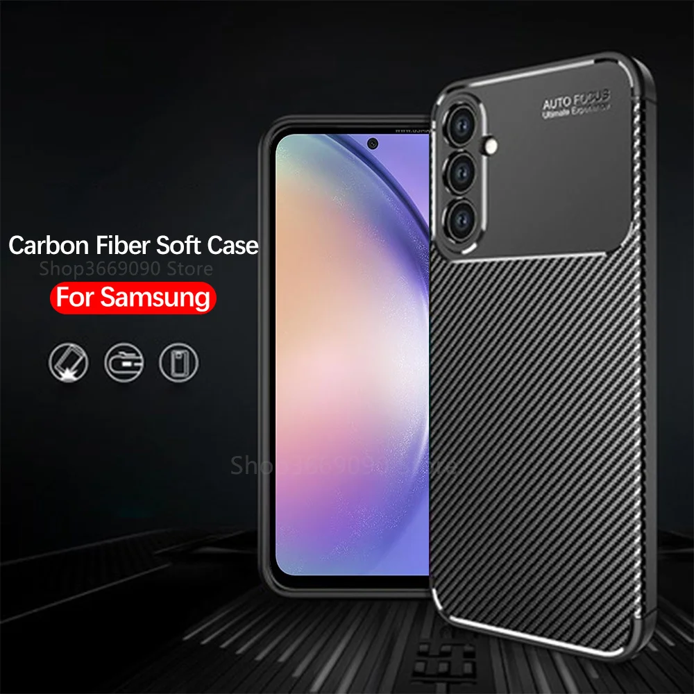 matte carbon fiber soft case For Samsung Galaxy A54 A34 A24 A14 5G cover silicone shockproof fundas For Samsung A 54 34 24 14 4G