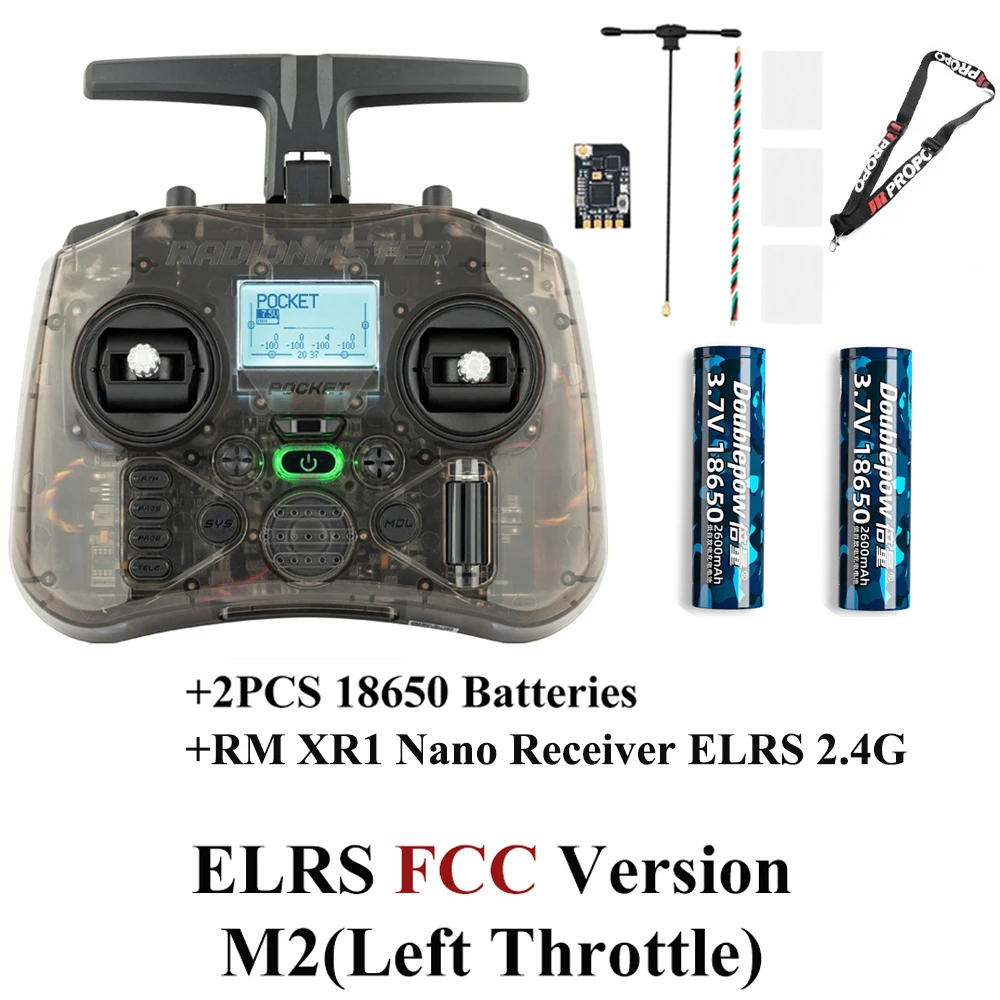 Radiomaster Pocket EdgeTX 2.4G Radio Controller FCC LBT (Mode2 Linkshänder-Drossel) CC2500 / ELRS Hall Gimbal-Sender