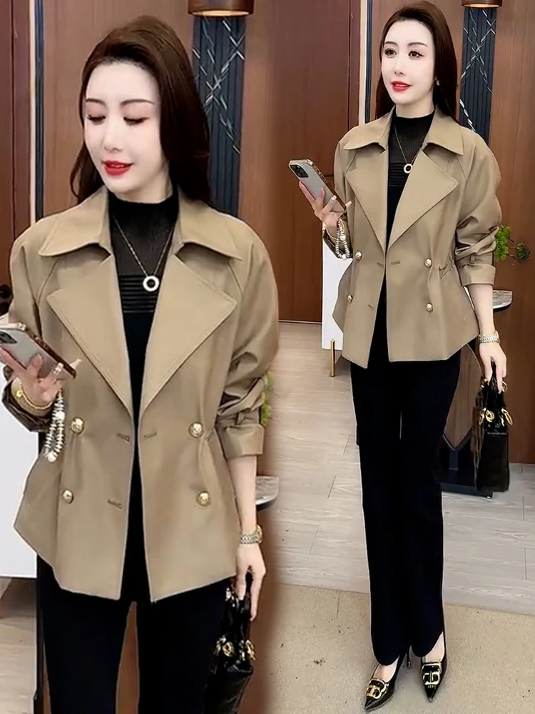 เสื้อโค้ททรงหลวมสไตล์เกาหลีสำหรับผู้หญิง ฤดูใบไม้ร่วง 2025 รุ่นใหม่ ช่วยพรางหุ่น ดูอ่อนวัย แขนยาว