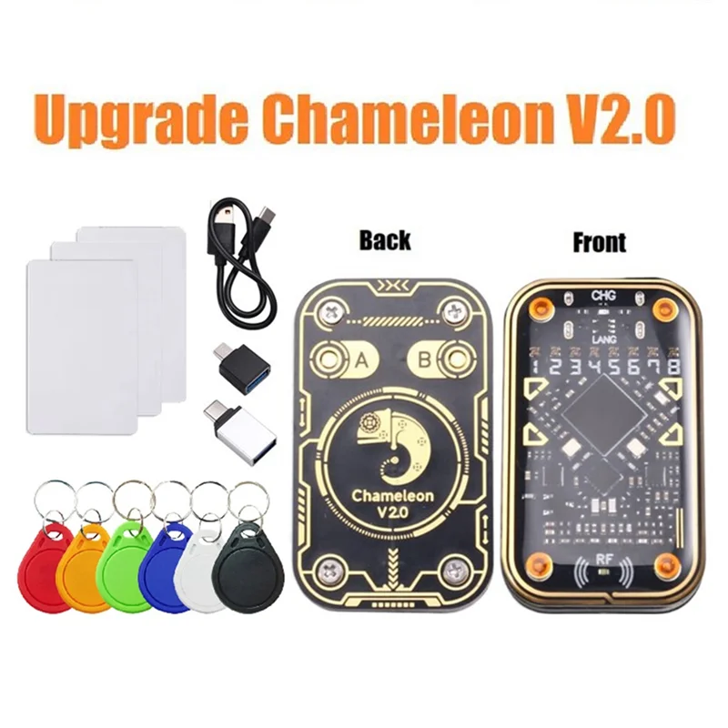 ABSQ-Chameleon Ultra V2.0 RFID Ultimate Emulator NFC Duplicator+3XCUID 6XUID Keychain 125Khz 13.56Mhz Card Decode RFID Reader