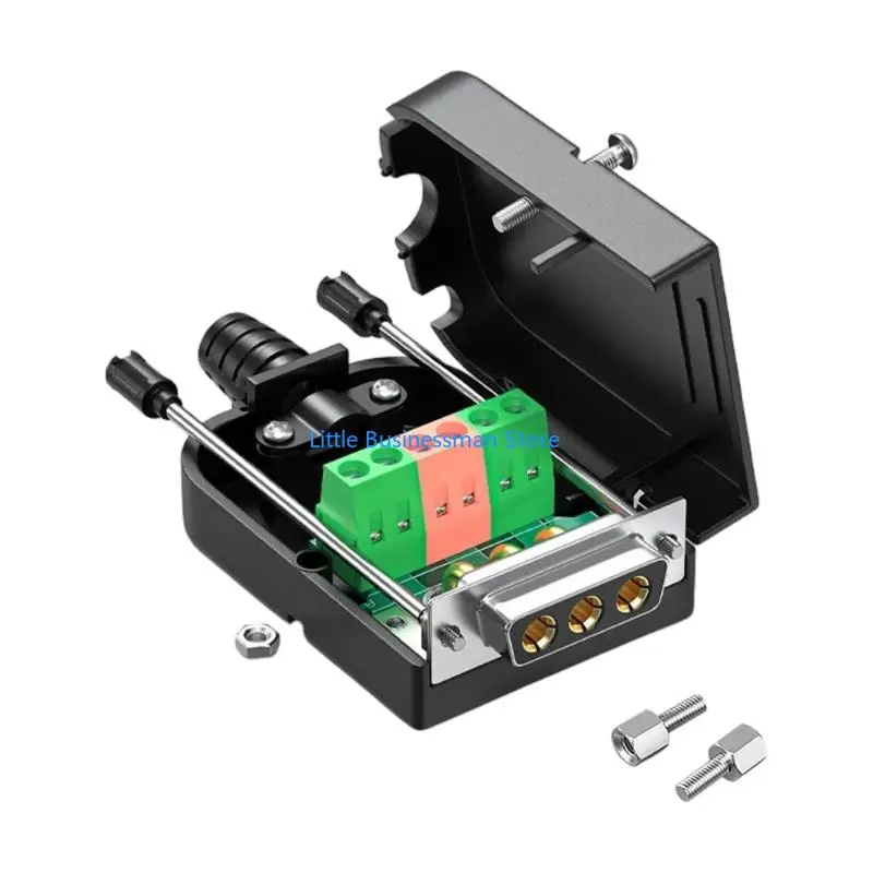 Solderless High-Current Wire Coupler with Latching Screw-Fastened Housing, Ribbed Cable Entry, and Internal Clamp for Routing