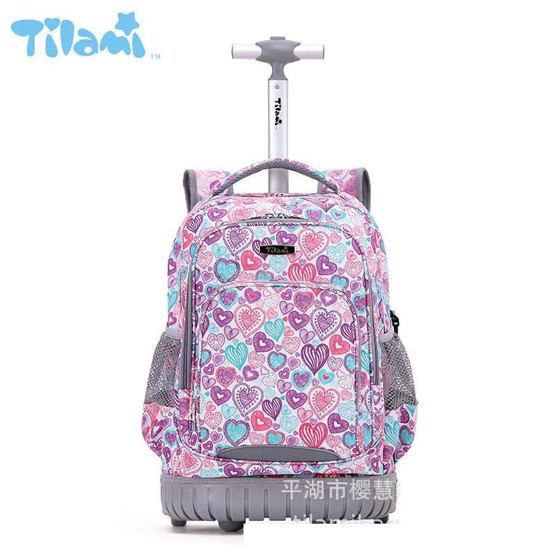 18 inch School Rolling backpack Wheeled backpack for girls kids School backpack wheels Travel Trolley backpacks bag teenagers